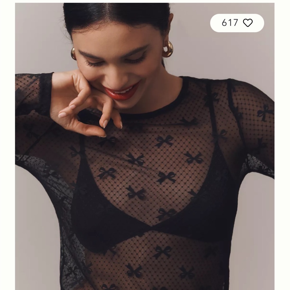 Anthropologie Sheer Bow Top